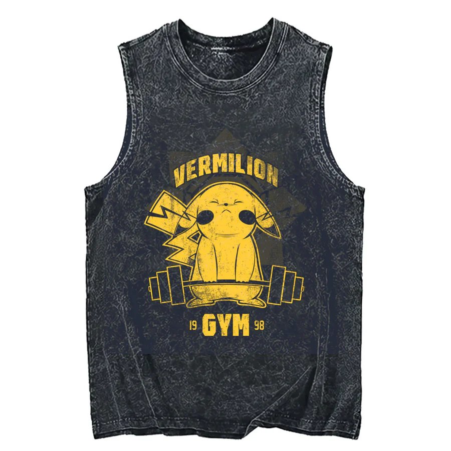 2026 Pokemon Pikachu Acid Wash - огляд і ціна Tank Top Muscle